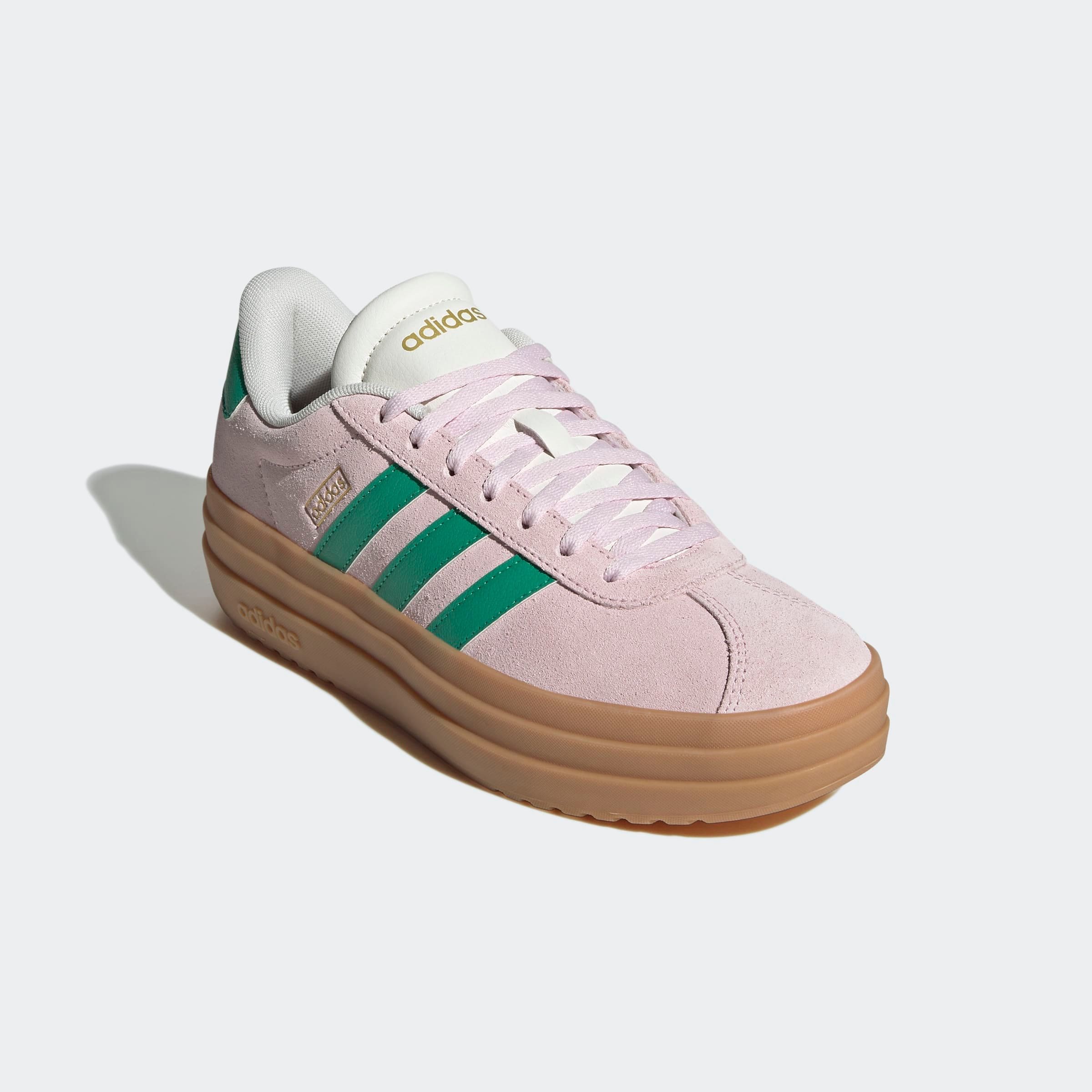 Plateausneaker ADIDAS SPORTSWEAR "VL COURT BOLD", Gr. 36, clear pink, court grün, core weiß, Leder, Synthetik, Schuhe Plateausneaker, Design auf den Spuren des adidas Gazelle Bold