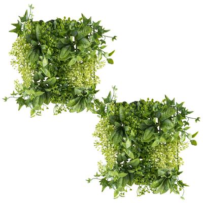 Kunstpflanze CREATIV GREEN "Wandmatte Blätter-Mix", grün, B:25cm H:25cm T:4cm, Kunststoff, Kunstpflanzen, als perfekte Wand-Deko