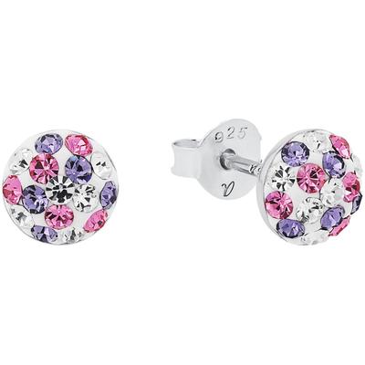 Paar Ohrstecker AMOR "2021194", silberfarben, weiß, lila, rosa, weiß, lila, rosa, Ohrringe, Mädchen, Silber 925 (Sterlingsilber), mit Preciosa Image