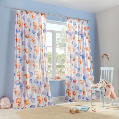 Gardine LÜTTENHÜTT "Kreise" Gr. 3, weiß, B:135cm H:225cm, Polyester, Gardinen, einseitig mit bunten Kreisen bedruckt Image