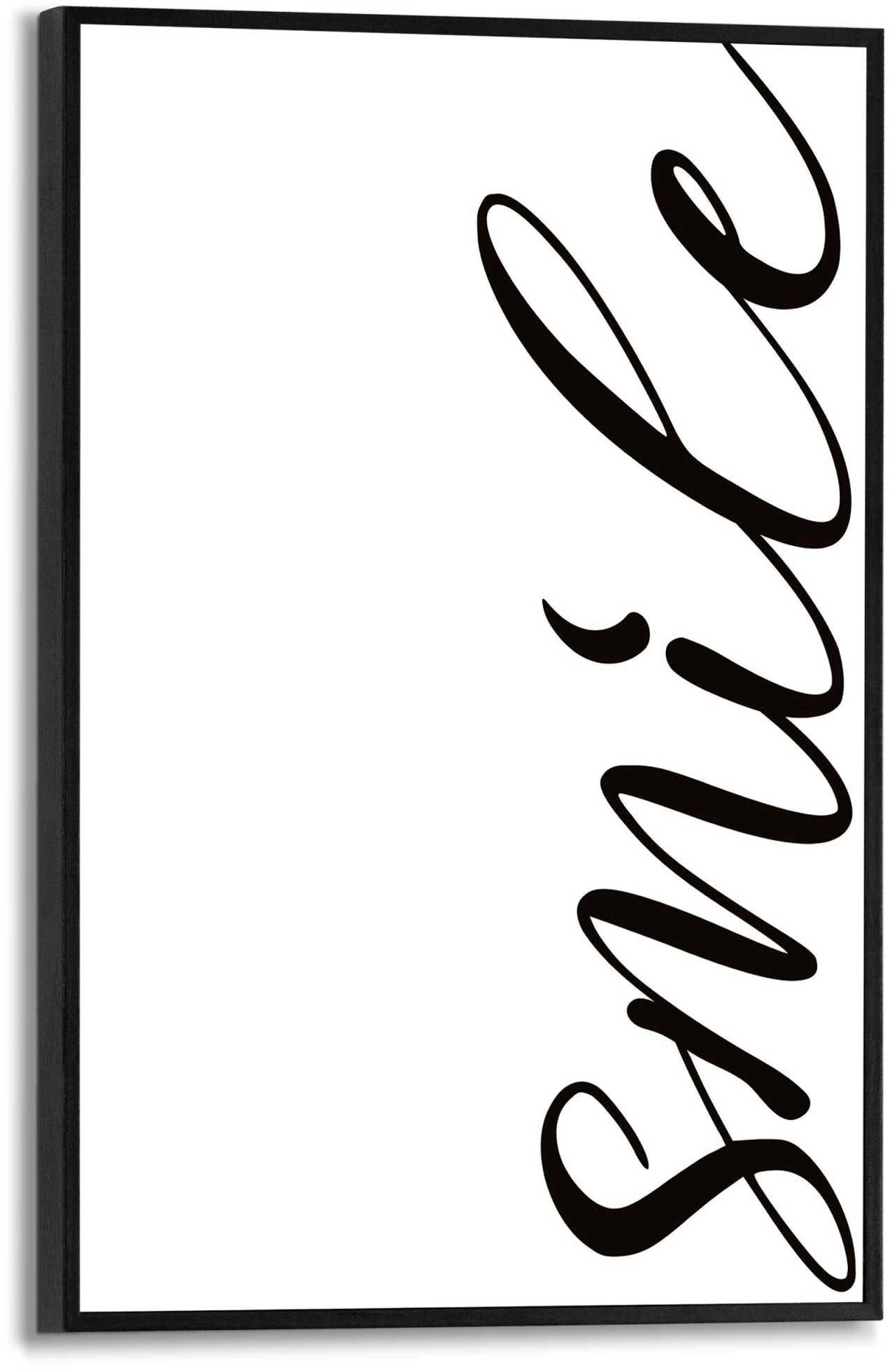 Poster REINDERS "Lächle", schwarz (farbe bild(er): schwarz, weiß), B:20cm H:30cm T:1,6cm, MDF, Bilder Image