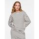 Sweatshirt PIECES "PCCHILLI LS SWEAT STRIPES NOOS BC", Damen, Gr. M (38), schwarz-weiß (cloud dancer stripes:schwarz), Sweatware, Obermaterial: 50% Baumwolle, 50% Polyester, gestreift, modisch, regular fit normal, Rundhals, Langarm, Sweatshirts