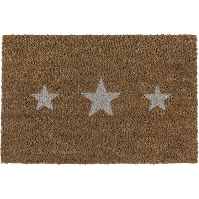 Fußmatte ANDIAMO "Kokos Star", beige (natur), B:40cm H:15mm L:60cm, Kokos, Teppiche, Schmutzfangmatte, Motiv Sterne, In- und Outdoor geeignet Image