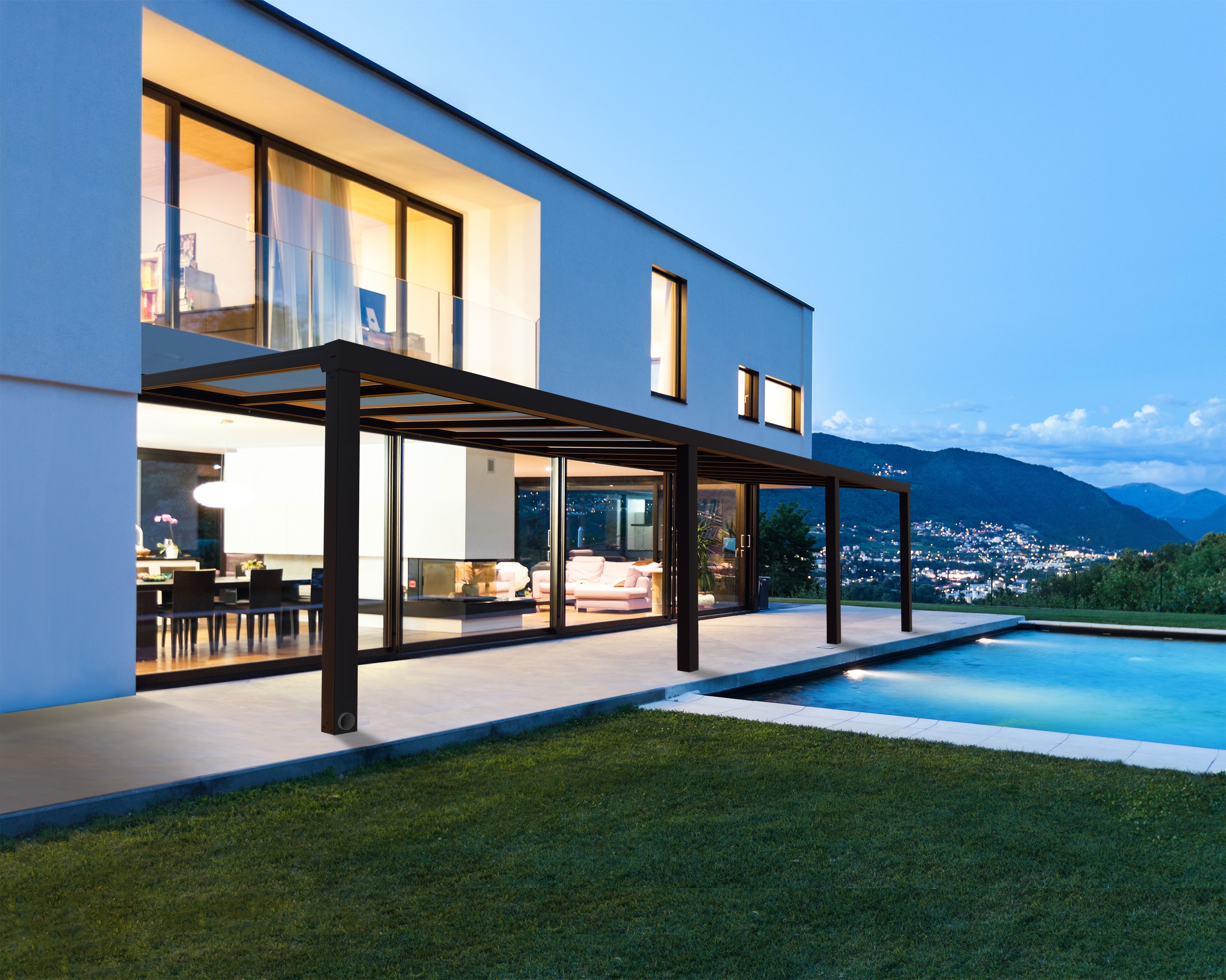 Terrassendach PALRAM - CANOPIA "Stockholm Alu Terrassenüberdachung", grau, B:950cm T:331cm, Aluminium, Polycarbonat (PC), Terrassenüberdachungen, einfache DIY Montage