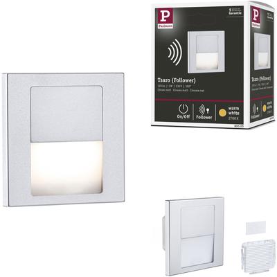 PAULMANN LED Einbauleuchte "LED Wandeinbauleuchte Tsaro eckig 80x36mm", grau (chromfarben), 1 flammig, H: 8,0cm,, Lampen Image