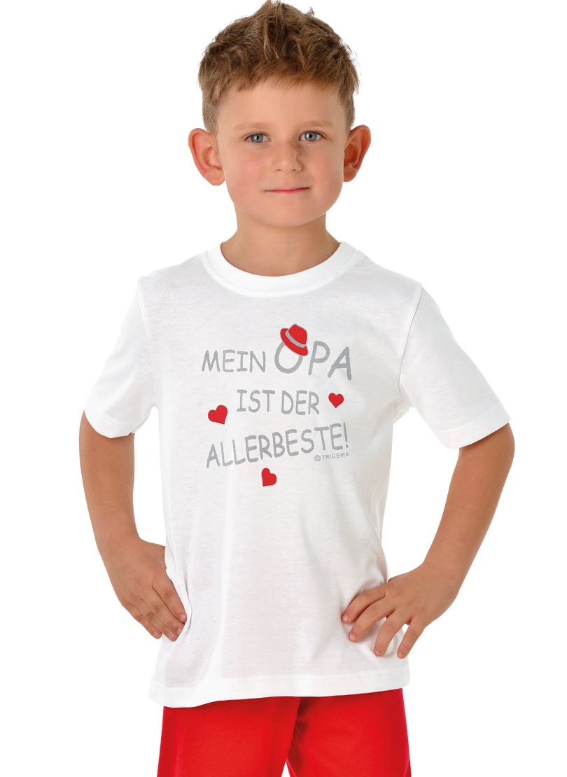T-Shirt TRIGEMA "TRIGEMA T-Shirt Opas Liebling", Kinder, Gr. 92, weiß, 100% Baumwolle (Bio-Baumwolle kbA), Shirts Image