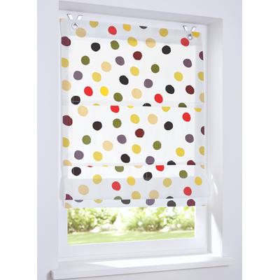 Raffrollo KUTTI "Dots" Gr. 2, bunt (weiß, bunt), B:60cm H:120cm, Obermaterial: 100% Baumwolle, Raffrollos, Baumwolle Kinderrollo bunte Punkte Image