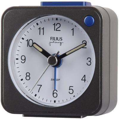 Quarzwecker FILIUS ZEITDESIGN, grau (dunkeltitanfarben), Wecker, Reisewecker, Schlafzimmer, Snooze, Beleuchtung, schleichende Sekunde Image