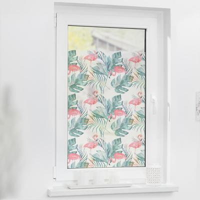 Fensterfolie LICHTBLICK ORIGINAL "Fensterfolie selbstklebend, Sichtschutz, Flamingo - Rosa Grün", rosa (rosa, grün), B:50cm L:50cm, Polyvinylchlorid (PVC), Fensterfolien Image