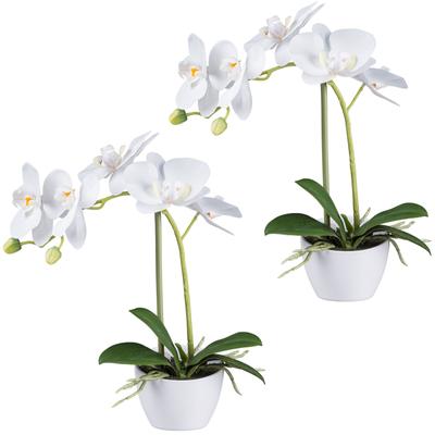 Kunstorchidee CREATIV GREEN "Orchidee Phalaenopsis", weiß, H:33cm, Kunststoff, Kunstpflanzen, im weißen Design-Topf