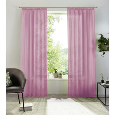 Gardine MY HOME "XANA mit Ösen, Kräuselband oder Schlaufen" Gr. 4, lila (mauve), B:145cm H:245cm, Voile, Polyester, Gardinen, Bestseller, einfarbig, 1 bzw. 2 Schals, pflegeleicht, Schal Image