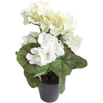 Kunstblume BOTANIC-HAUS "Geranienbusch mit 6 Blütenköpfen", beige (creme, weiß), B:22cm H:30cm T:22cm Ø:22cm, Kunststoff, Kunstpflanzen Image