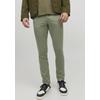 Chinos JACK & JONES "JPSTMARCO mit Stretchkomfort und schmalem Bein", Herren, Gr. 32, Länge 32, grün (deep lichen grün), Web, Obermaterial: 98% Baumwolle, 2% Elasthan, unifarben, modisch, slim fit normal, Hosen, mit Reißverschluss