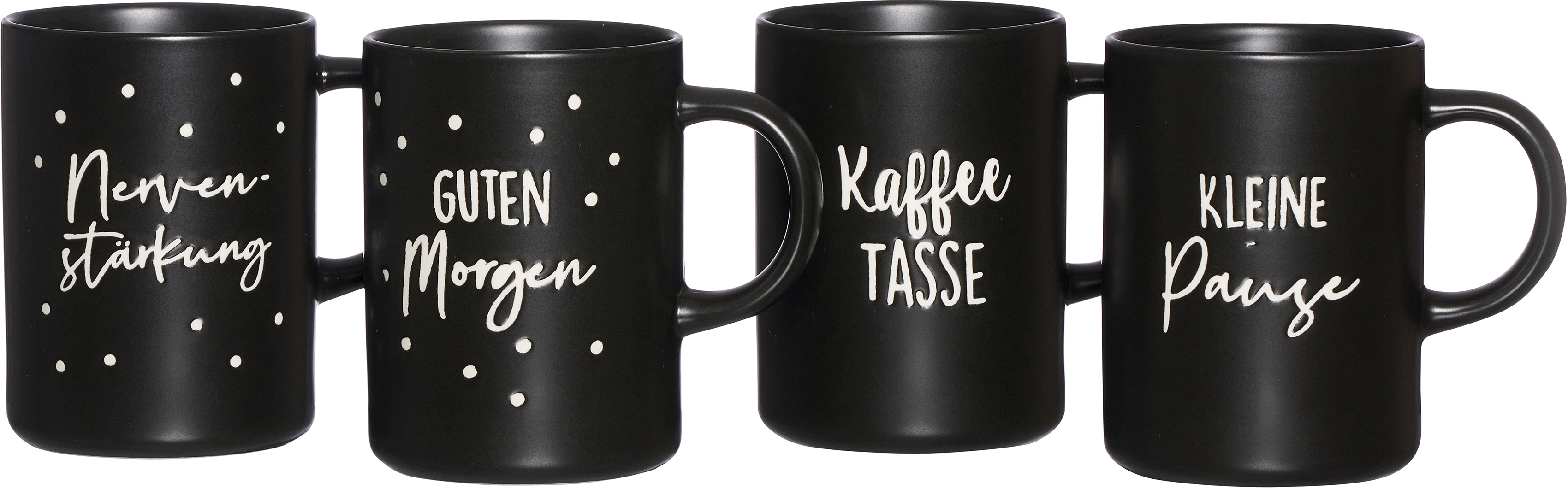 Becher RITZENHOFF & BREKER "Svart", schwarz, H:11cm Ø:8cm, Porzellan, Trinkgefäße, 330 ml, 4-teilig Image