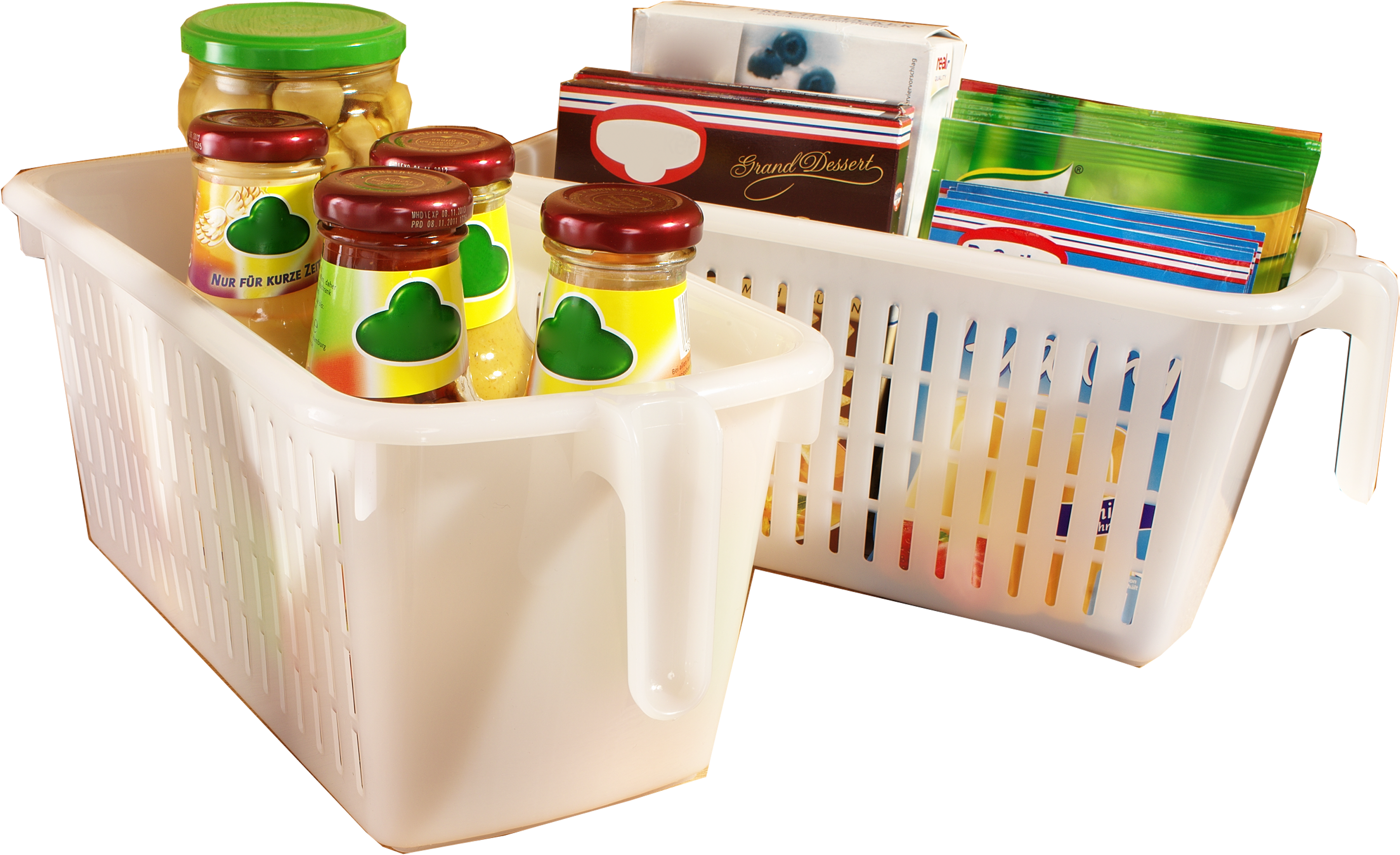 Allzweckkorb RUCO, weiß (weiß, transparent), B:14cm H:15cm T:32cm, Polypropylen (PP), Aufbewahrungsboxen, mit Griff