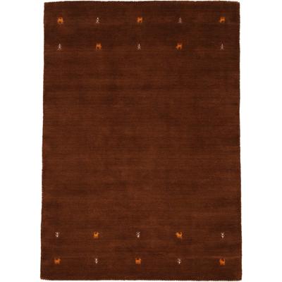 Wollteppich CARPETFINE "Gabbeh Uni, auch als Läufer und Rund erhältlich", braun, B:60cm H:15mm L:90cm, Wolle, Teppiche, reine Wolle, handgewebt, Gabbeh Loom Tiermotiv, große Farbauswahl Image