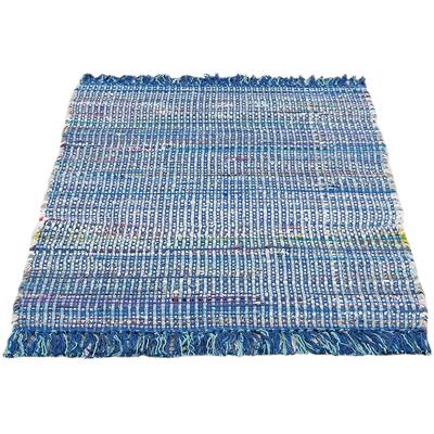 Teppich ANDIAMO "Frida" Gr. 2, blau, B:60cm H:8mm L:120cm, Baumwolle, Teppiche, Fransenteppich, Handweb Teppich, Fleckerl, reine Baumwolle, handgewebt, mit Fransen Image