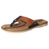 Zehentrenner MUSTANG SHOES, Herren, Gr. 46, blau (cognacfarben, navy), Lederimitat, kontrastfarbene Details, casual, Schuhe, Sommerschuh, Schlappen, Poolslides, Badeschuh, stylische Farbkombi