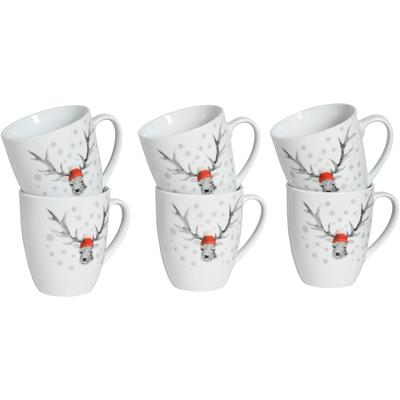 Becher CREATABLE "Hirsch, Kaffeebecher, 6-tlg.", weiß, 6 tlg., Porzellan, Trinkgefäße, Winterdekor, Hirschmotiv Image