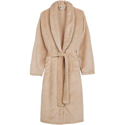 Bademantel GOOD MORNING "Good morning Bathrobe uni" Gr. XL, beige (sand), L:117cm in Gr. XL/XXL, Kunstfaser, Hausmäntel, Schalkragen, Gürtel, Taschen, Damen & Herren, Velours, Glanz Image