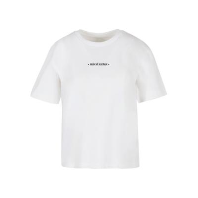 T-Shirt MISS TEE "Miss Tee Damen Tattoed Wings Tee", Herren, Gr. L, weiß, 100% Baumwolle, bedruckt, casual, oversize, Rundhals, Kurzarm, Shirts Image
