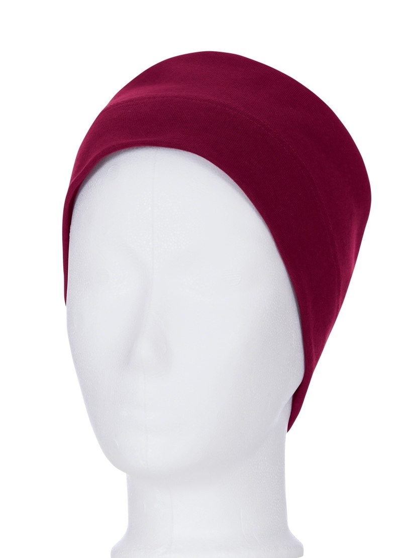 Strickmütze TRIGEMA "TRIGEMA Soft-Cap", Kinder, Gr. 900, rot (chianti, melange), Baumwollmischung, Sportlich, Mützen Image