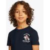 T-Shirt TOMMY HILFIGER "FLAG FUN TEE SS", Jungen, Gr. 7 (122), blau (schwarz night navy), Single Jersey, Obermaterial: 100% Baumwolle, bedruckt, regular fit, Rundhals, Kurzarm abgesteppt, Shirts, mit Grafik-Logo