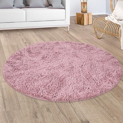 Hochflor-Teppich PACO HOME "Silky 591", rosa, H:37mm Ø:80cm, Polyester, Teppiche, Uni Farben, besonders weich und kuschelig Image