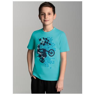 T-Shirt TRIGEMA "TRIGEMA T-Shirt mit lässigem Motocross-Print", Kinder, Gr. 140, grün (mint), 100% Baumwolle, casual, Halbarm, Shirts Image