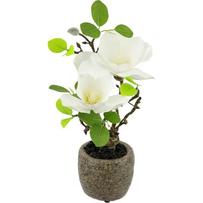 Kunstblume I.GE.A. "Magnolie im Topf", weiß, B:14cm H:33cm L:16cm, Polyester, Kunstpflanzen, Künstlich wie echt Deko Blume Zimmerpflanze Baum klein Magnolienblüten Image