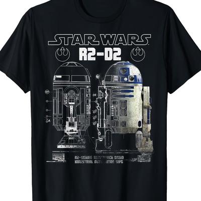 TEMU Star Wars R2-d2 Graphic -gift 180g T-shirt 100% Cotton T-shirt -gift 180g T-shirt 100% Cotton T-shirt Image