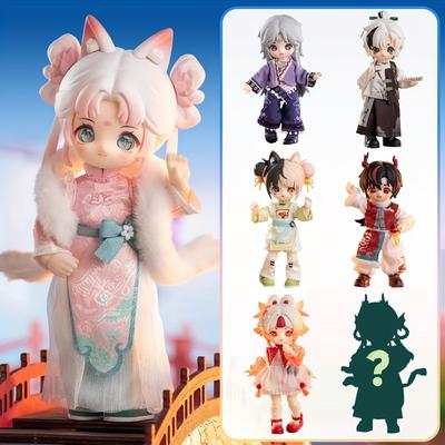 TEMU 1pc Original Mystery Box Xiaoyao Tour Mobile Joints 1/12 Bjd Doll Ob11 15cm, Pvc, Mixed Color, Action Figures, Toys, Surprise Gift, Mystery Box