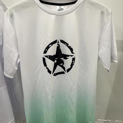 TEMU Men's Bohemian Summer Casual Gradient Color Short Sleeve T-shirt With , Round Neck Regular Fit Machine Washable Top, Breathable Clothing, Comfortable Fabric, Sunset Image