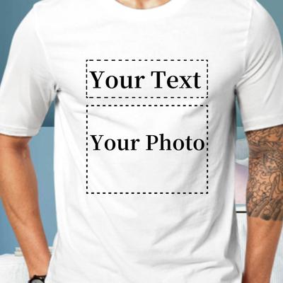 TEMU Customizable Men's T-shirt - Personalized , Casual Crew Neck, Short Sleeve, Machine Washable, , Team Building, Corporate Events & , Custom T Shirt, Event Clothing, Classic Crew Neck, Fabric Image