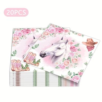 TEMU 50 Theme Party Napkins - Elegant With & Cowboy Accents, Birthday Celebrations, Table Decor, And Princess-themed Events, Horse Lover Gifts Image