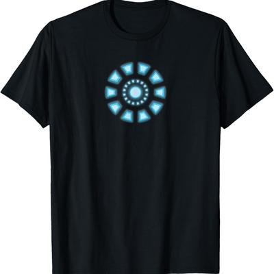 TEMU Men's Iron Man Arc Reactor Graphic T-shirt - Black 100% Cotton Quality Tee With Print, Short Sleeve Round Neck, Machine Washable, Fan Merchandise | Logo Shirt | Top Image