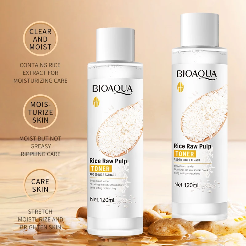 1/4PCS BIOAOUA Reis Rohzellstoff Gesicht Toner Feuchtigkeitsspendende Wasser Aufhellung Lifting Tiefe Gesichts Reiniger Für Junge Glowy hautpflege Image