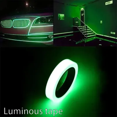 1 Rolle fluoreszierendes, selbstklebendes, im Dunkeln leuchtendes Klebeband, Lichtleiste, Feuerkanal, Bühnendekoration, Sicherheitsausgang, Warnaufkleberband Image