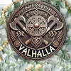 Viking Mythology - themed Circular Logo on Vintage Sheet Painting - Retro Wall Art for a Timeless and Elegant Decor Statement