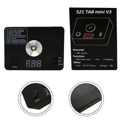 1PC Black Resistance Tester 521 Tab Mini Coil Combustion Measurement Building Platform V3 Ohm
