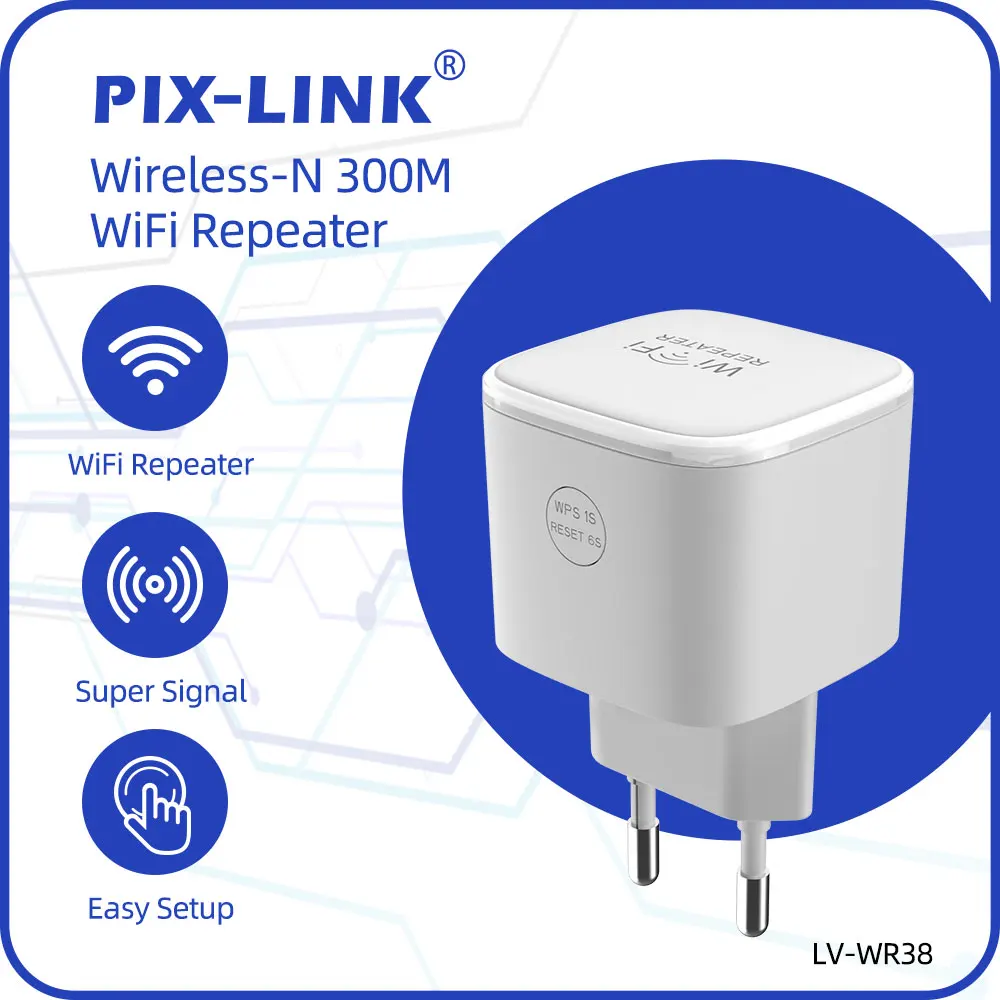 PIX-LINK WR38 Wireless Wifi Repeater Router 300 Mbit/s Wi-Fi Range Extender Stabiler Einzel-Ethernet-Port ermöglicht Funktion Wireless Image