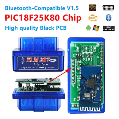 Latest ELM327 Dual Board PIC25K80 Chip 3000+ Universal Code Reader OBD2 elm327 V1.5 mini Bluetooth