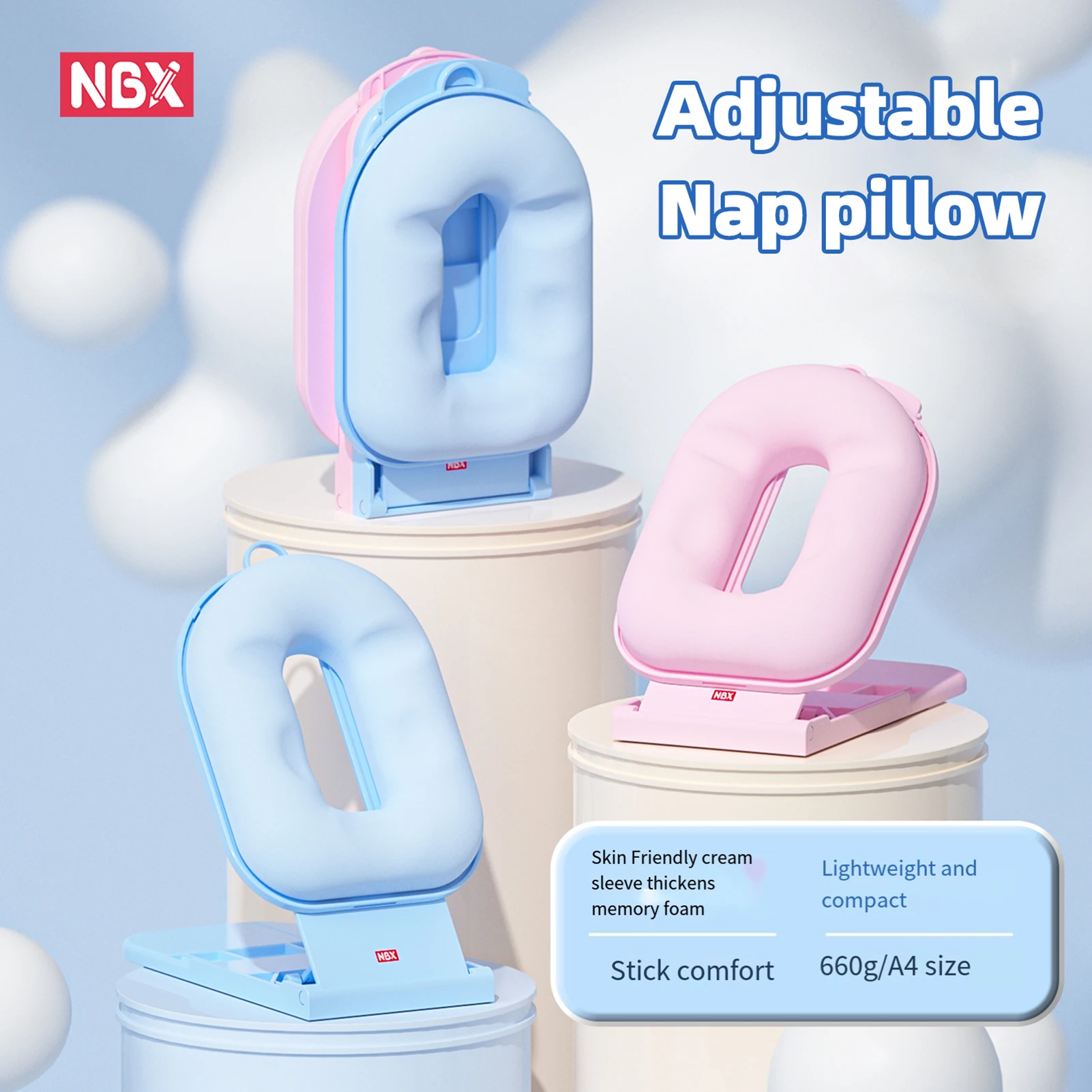 Nbx Nickerchen Schlaf kissen für Mittagspause Schreibtisch schlafen Student Büro Kopfstütze einstellbare Höhe und Winkel weiches Kissen abnehmbar Image