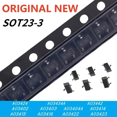 50pcs AO3402 AO3403 AO3404A AO3414 AO3415 AO3416 AO3422 AO3423 AO3424 AO3434A AO3442 SOT-23 SOT MOS