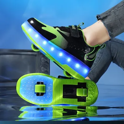 2 Wheel Inline Roller Skates Shoes for Boys and Girls LED Roller Skates for Children's Racing Ice Skating Sneaker with Wheels