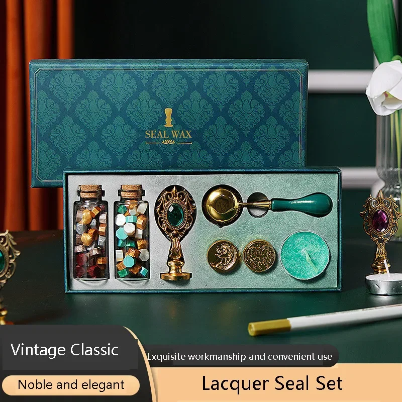 1 SET Kreative Retro Lack Siegel Komplettset Großhandel Umschlag Siegelwachs Lack Wachs Granulat Geschenk Siegel Wachs Granulat Set Image