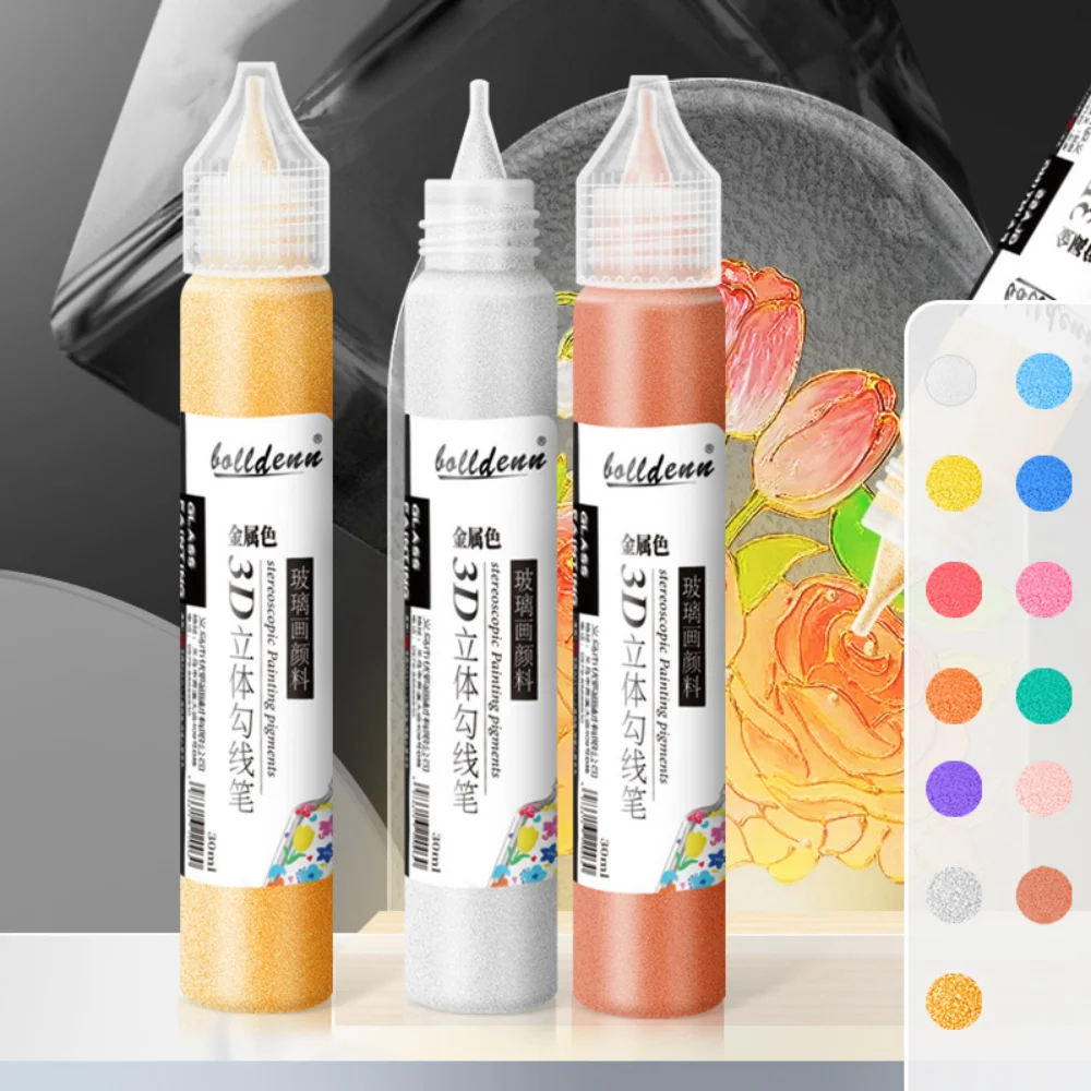 Stylo à pigments acrylique pour peinture artistique, contour stéréoscopique 3D, 13 couleurs, 30ml, pour bricolage, pierres en papier de verre, peinture acrylique, fournitures d'art