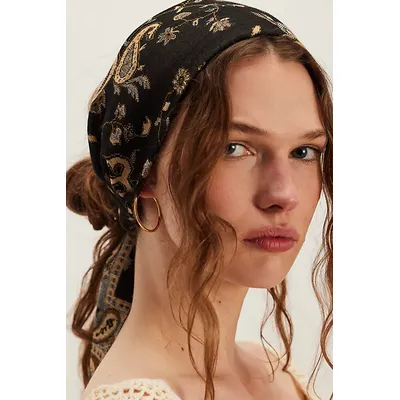 Bohdi Pashmina Soft Headband by Curried Myrrh at Free People in Black