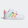Sneaker ADIDAS SPORTSWEAR "GRAND COURT LIFESTYLE HOOK AND LOOP", Kinder, Gr. 26, weiß (cloud weiß, pulse mint, beam pink), Synthetik, Textil, sportlich, Schuhe, für Kinder, Design auf den Spuren des adidas Superstar