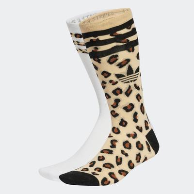 Sportsocken ADIDAS ORIGINALS "LEO CREW 2PP", Herren, Gr. L (43/45), beige (sand strata, schwarz), Obermaterial: 36% Baumwolle, 34% Polyamid, 28% Polyester, 2% sonstige Fasern, Socken Image